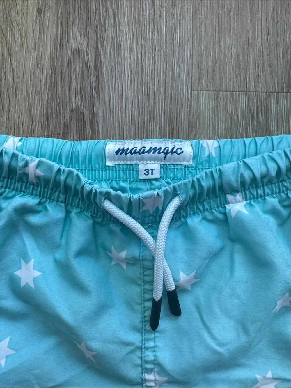 Boy 3T Mint Star Print Swim Trunks
